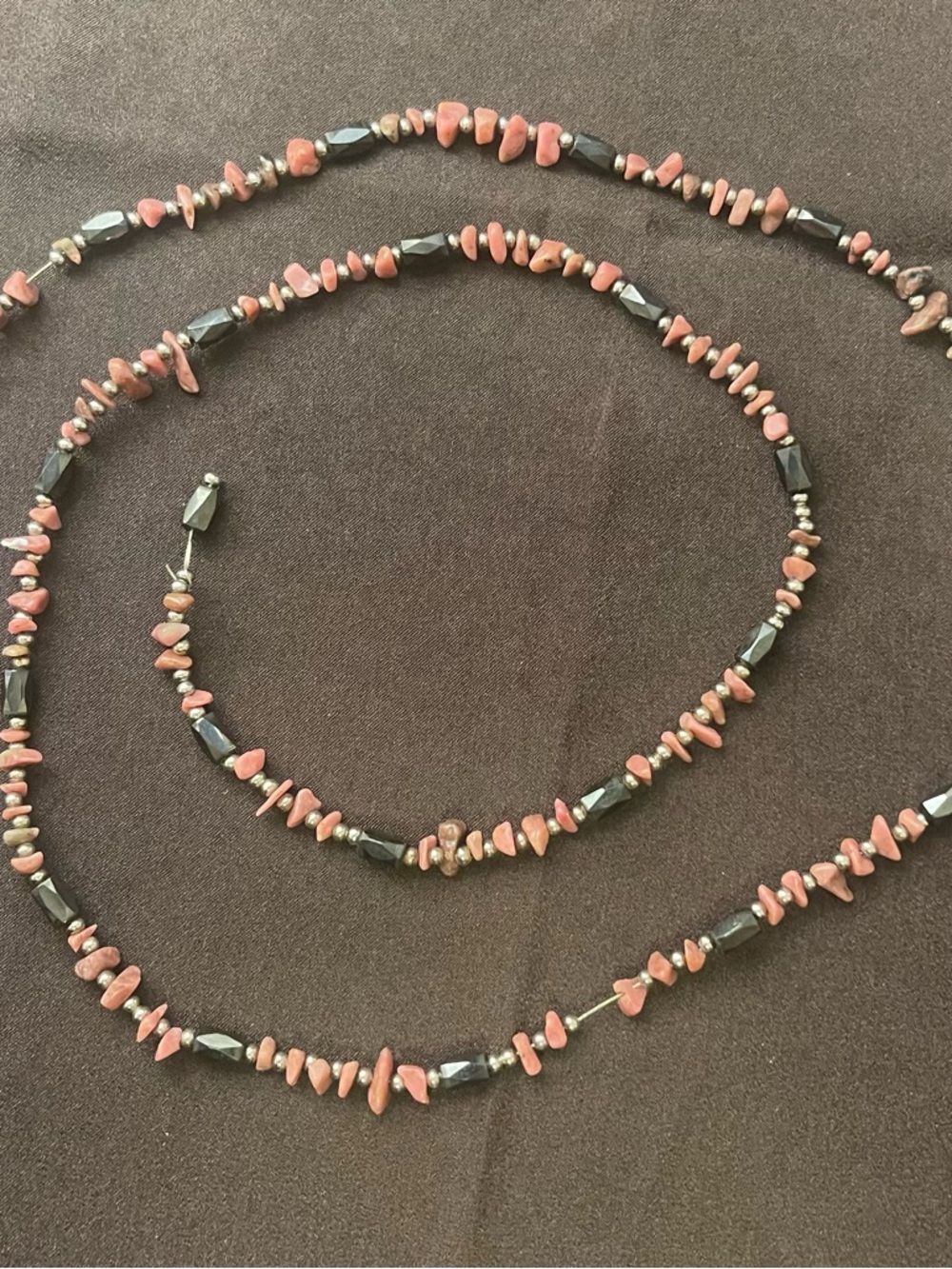 Handcrafted magnetic Pink and Black Beaded - can be necklace or bracelet !!
